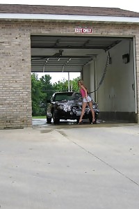 Strippin Blonde Sea Washes Her Car And Doing Voyeur Pictures