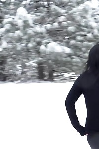 Black Haired European Relieves Herself In Public