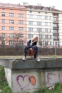Jena Enjoys A Hot Pee Outside In Public