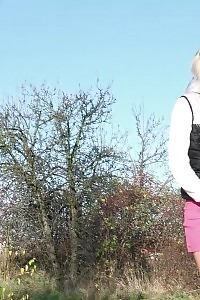 Sun Glistens On A Dazzling Blonde As She Pissing