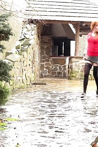 Delightful Ginger Squats To Piss Outside