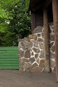Black Haired Model Sprays Her Pee Outside