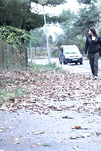 Brunette Charmer Pisses On A Path