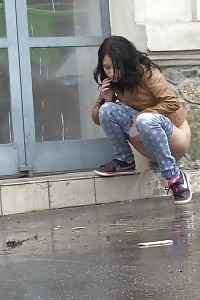 Lovely Brunette Girl Pees In Public