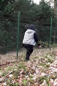 Plumpy Doll Squats Outside To Piss Outdoor