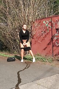 Magnificent Blonde Naomi Squats On The Road To Pee