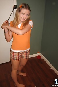 Shy Teen Kitty Is Having Fun Minigolf In Panties