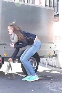 Outstanding European Squats By A Trailer To Pee