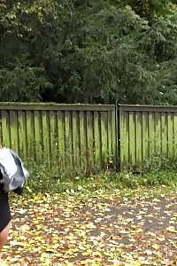 Magnificent European Gushes Her Pee While Outside