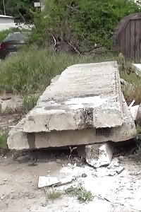 Magnetizing Blonde Pisses Onto A Concrete Slab