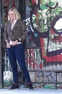 Blonde Has Fun As She Pissing While Standing