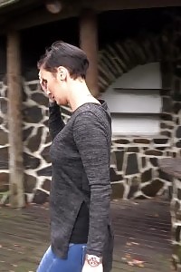 Lovely Girl In Sneakers Squats To Piss Outside