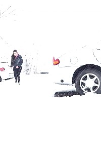 Beautiful Brunette Relieves Pee Desperation In Snow