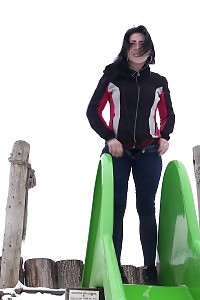 Public Peeing For Black Haired Princess Outdoor