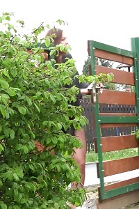 Charming Black-haired Is Desperate To Piss Outside