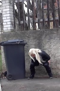 A Captivating Light-haired Pulls Down Her Panties To Piss