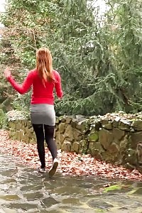 Delightful Ginger Squats To Piss Outside