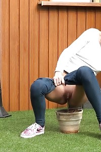 Fascinating European Relieves Herself In Plant Pot