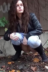 An Innocent Brunette Takes A Few Attempts To Piss