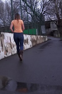 Dazzling Girl Makes A Giant Pee Puddle Outdoor