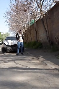 Outstanding Blonde In Dark Glasses Pisses In The City