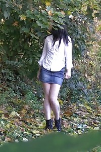 Desirable Dark Haired Slut Pisses In The Leaves