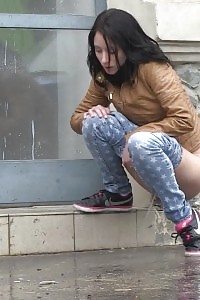Lovely Brunette Girl Pees In Public