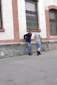 Brunette Ladies Piss In The City At Same Time