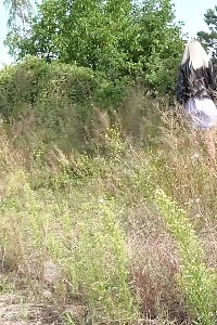 Blonde Hottie Debora Taking A Leek Next To Railway Line