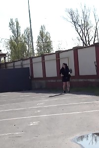 Innocent Miss Pissing Outside On Concrete Steps