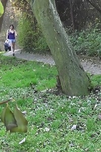 Good-looking Girl Pissing On A Public Path While Outside