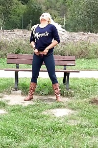 Dazzling Blonde Jena Lovely Pisses In The Woods