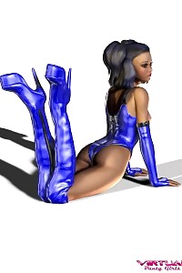 Erotic Amazing Realistic Girl In A Tight Blue Bright Fetish Dress