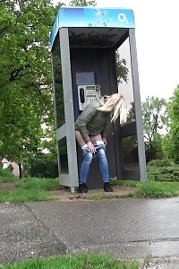 Hot Light-haired Pulls Down Her Jeans And Pees