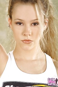 Light-haired Cheerleader In Yellow Fullback Lacy Panties