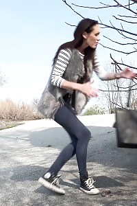 Public Pissing For Fascinating Brunette Cynthia
