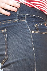 Divine Brunette Outdoors Ask You To Check Out Her Lacy Panties Under Jeans