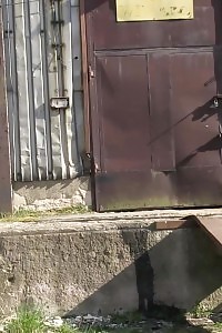 Impressive Black-haired Filmed Twice Peeing Outside