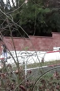 Magnificent Black Haired Chick Sprays Piss On The Ground