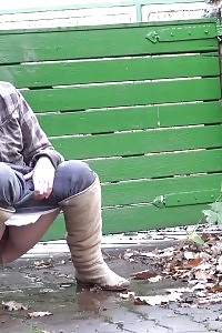 Breathtaking Doll Squats On A Path And Pisses Outside