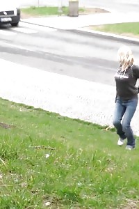Sensational Blonde Pisses In Outdoor Outside Buildings