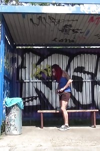 Impressive Ginger Pisses Onto A Wooden Bench