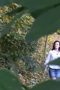 Desirable Dark Haired Slut Pisses In The Leaves