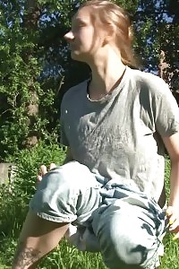 Fabulous Lena June Nervously Pisses Outdoors