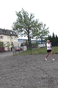 Good-looking Nag Pisses Onto A Pile Of Rubble