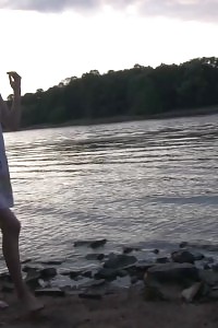 Hairy Cunt Doll Squats To Piss Over The Sand