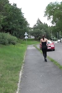 Public Pissing For Delightful Chick In Black Jeans