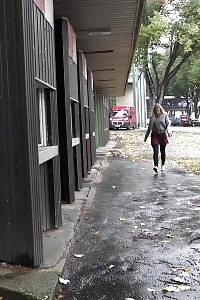 Magnificent Blonde Squats To Pee Outside In The City
