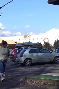 Magnificent Black-haired Pisses In Public By The Airport