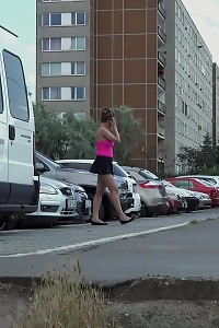 European Hottie Pulls Her Thongs To The Side To Piss